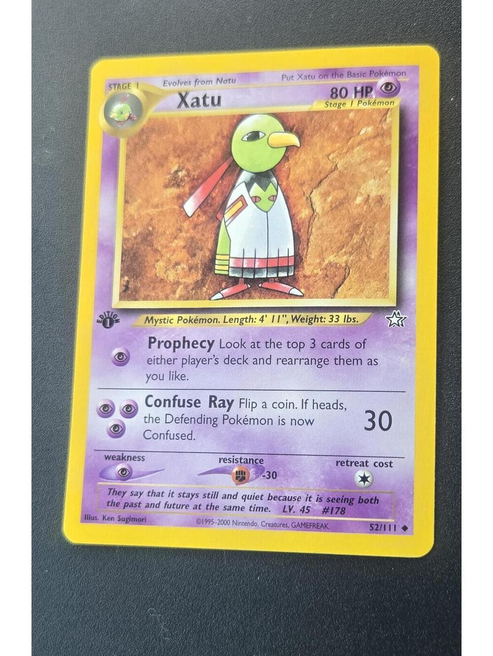 Pokemon Xatu Stage 1 Trading Card 80 HP 1st Edition